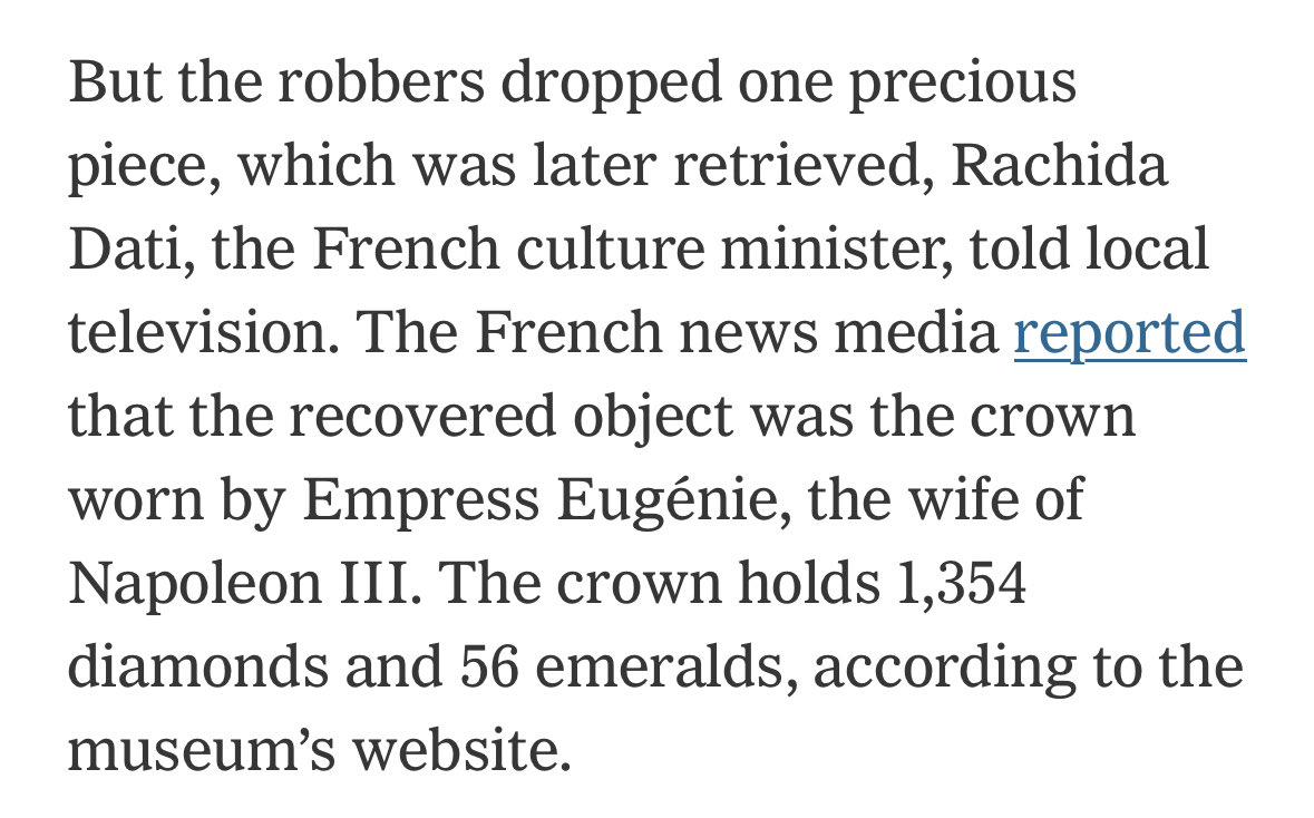 devahaz's tweet image. Wild that you can just back a truck and ladder up to the Louvre and steal the Crown Jewels of France