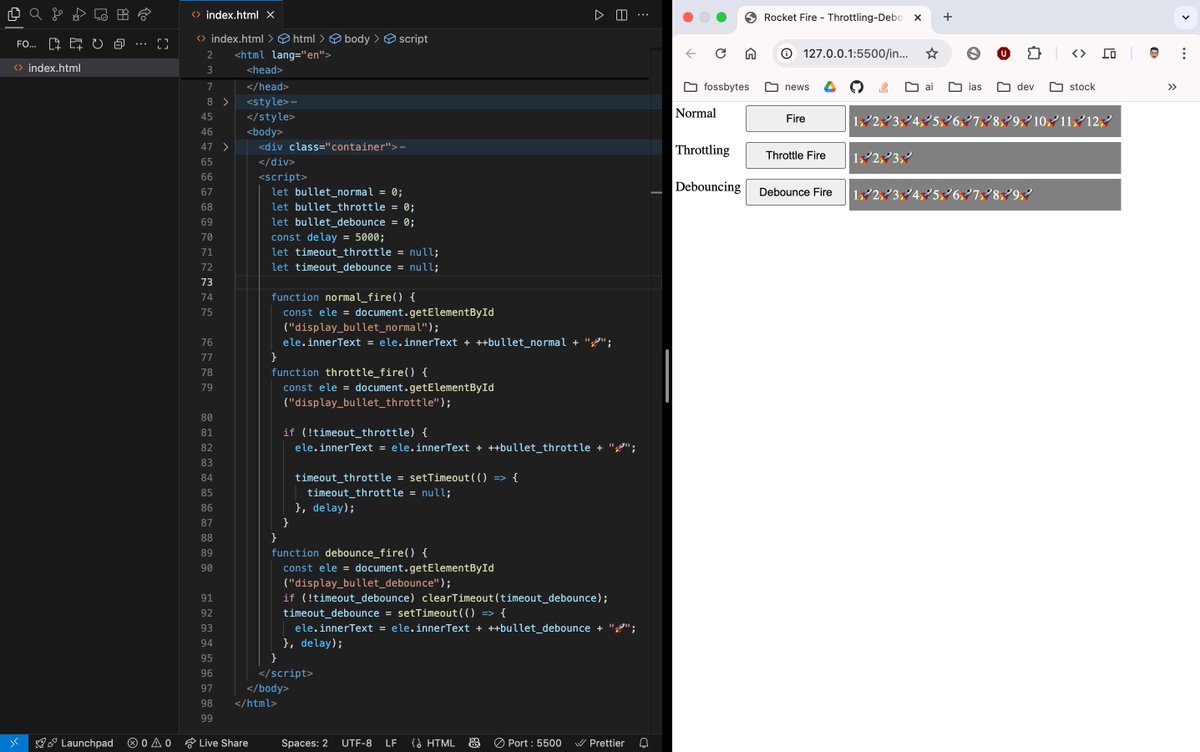nikrishttam's tweet image. Made a basic rocket fire to learn implementing debouncing and throttling performance improvement technique.
#javascriptlearning