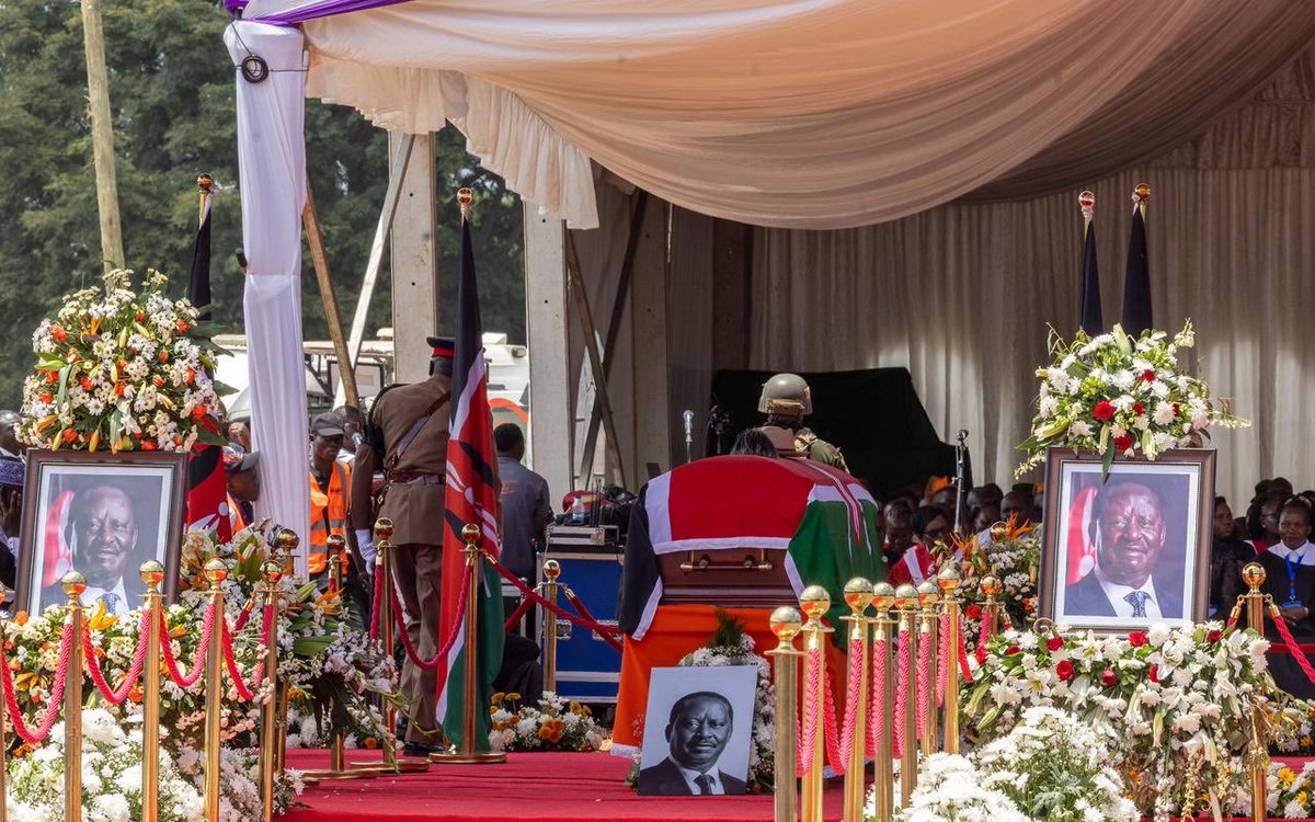 PolycapOCHOLA's tweet photo. As we laid BABA to rest today, one powerful lesson stood out -the call for UNITY. Thank you, H.E. President Ruto, for according BABA a State Funeral. The Luo Nation, and indeed the whole world, is grateful. 2027 looks automatic for you. #TUTAM https://t.co/1iNKNL2AMz