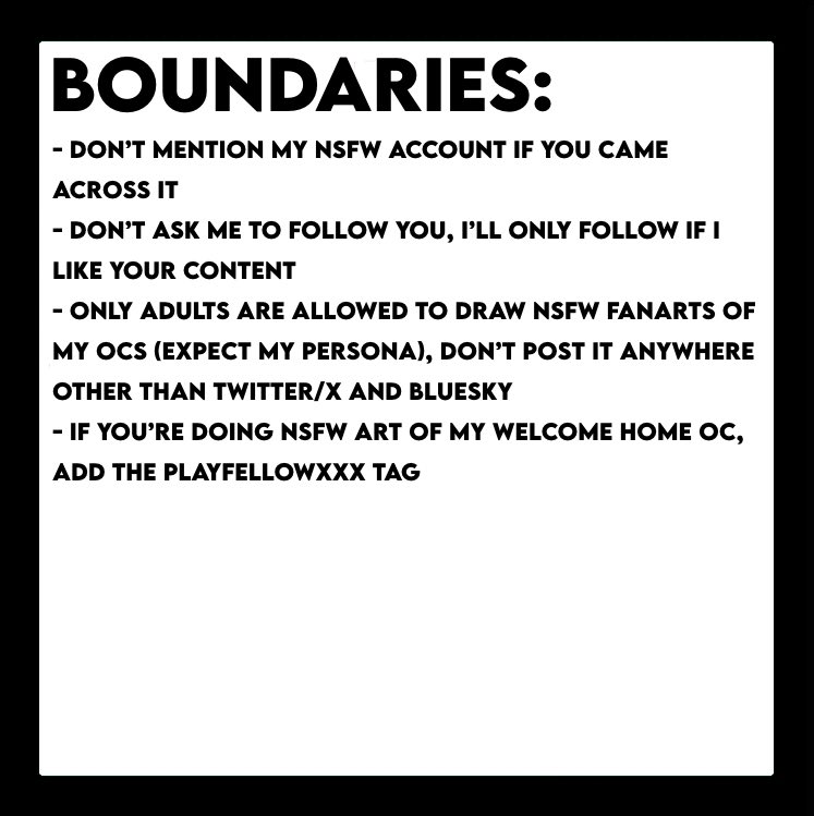 strawbatrries's tweet image. Intro + boundaries updated! ‼️ If you break any of them I’ll ask you to stop. If you refuse to stop I won’t hesitate to block you. ‼️
#introduction #multifandom #boundaries #sonicthehedgehog #welcomehomearg