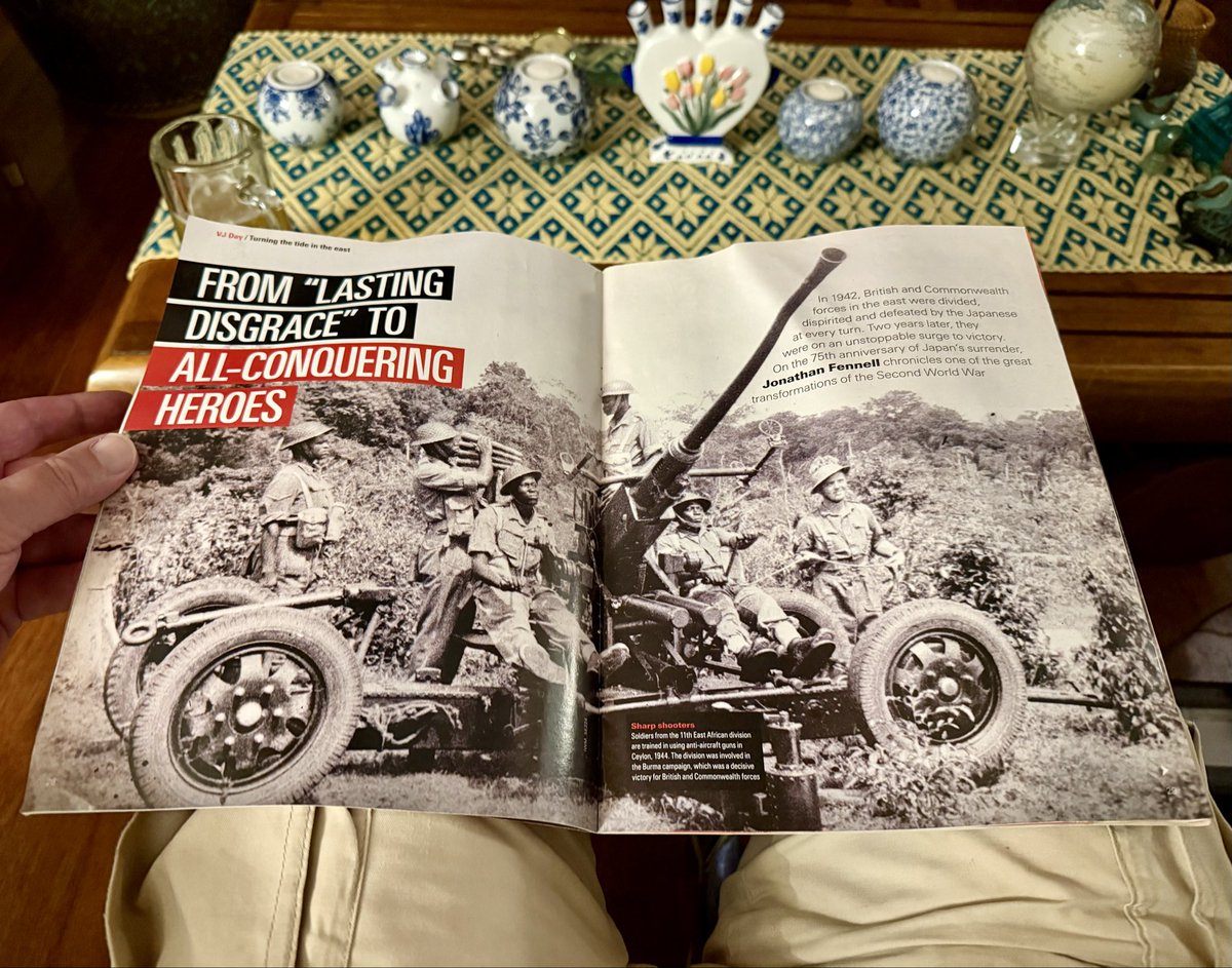 MalayaSingapore's tweet photo. Found a History Magazine from 09/2020 in removal boxes. Interesting article on #VJday75. Jonathan’s #VJday article bolts on to his book having read Robert’s long thread.
I found the paragraphs on “Slumping Morale” (the disaster in Malaya) and “An uncertain future” (Army Education was the answer) of great interest.
Not to forget the section on Military Training Pamphlet No. 9 (India): Jungle Warfare', more commonly known as the “Jungle Book”,  the tactical bible of the Indian Army in Burma.