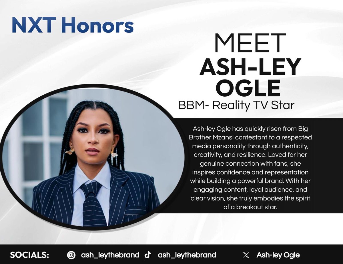 MoniGracia (@monigracia12) on Twitter photo For your consideration of the Breakout Star, I present to you Ash-Ley Brylnn Ogle. She is a rising star with staying power, proving that her impact wasn’t just a moment but a movement.
<a href="/nxthonors/">NXT Honors</a>
#NXTHonors
#NXTFYC For your consideration of the Breakout Star, I present to you Ash-Ley Brylnn Ogle. She is a rising star with staying power, proving that her impact wasn’t just a moment but a movement.
<a href="/nxthonors/">NXT Honors</a>
#NXTHonors
#NXTFYC