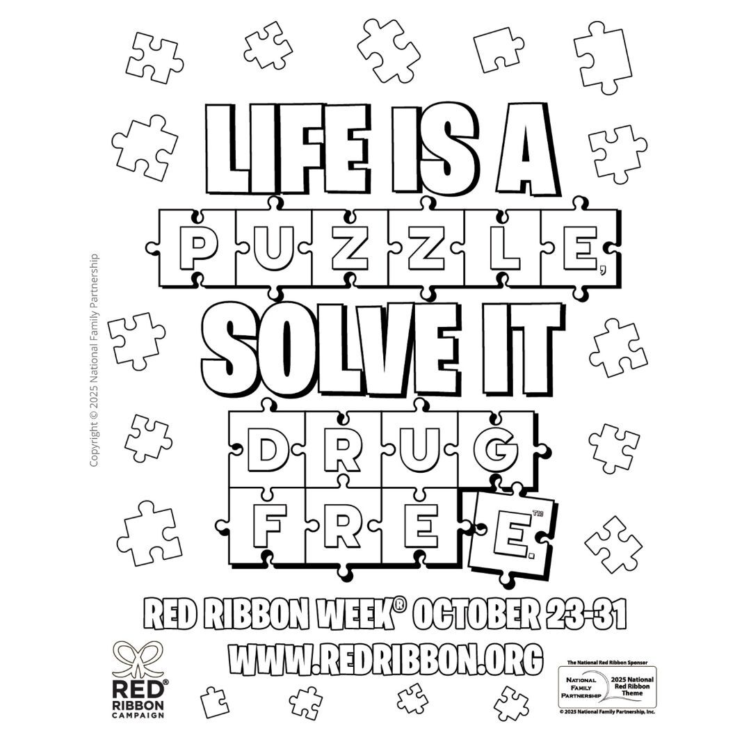 🖍️✨ Celebrate Red Ribbon Week (Oct. 23–31) with a creative activity!

Download this free 2025 Red Ribbon Week Theme Coloring Page and join millions across the country in spreading the message:
“Life is a Puzzle, Solve It Drug Free!” ❤️

👉 Get your free download here: