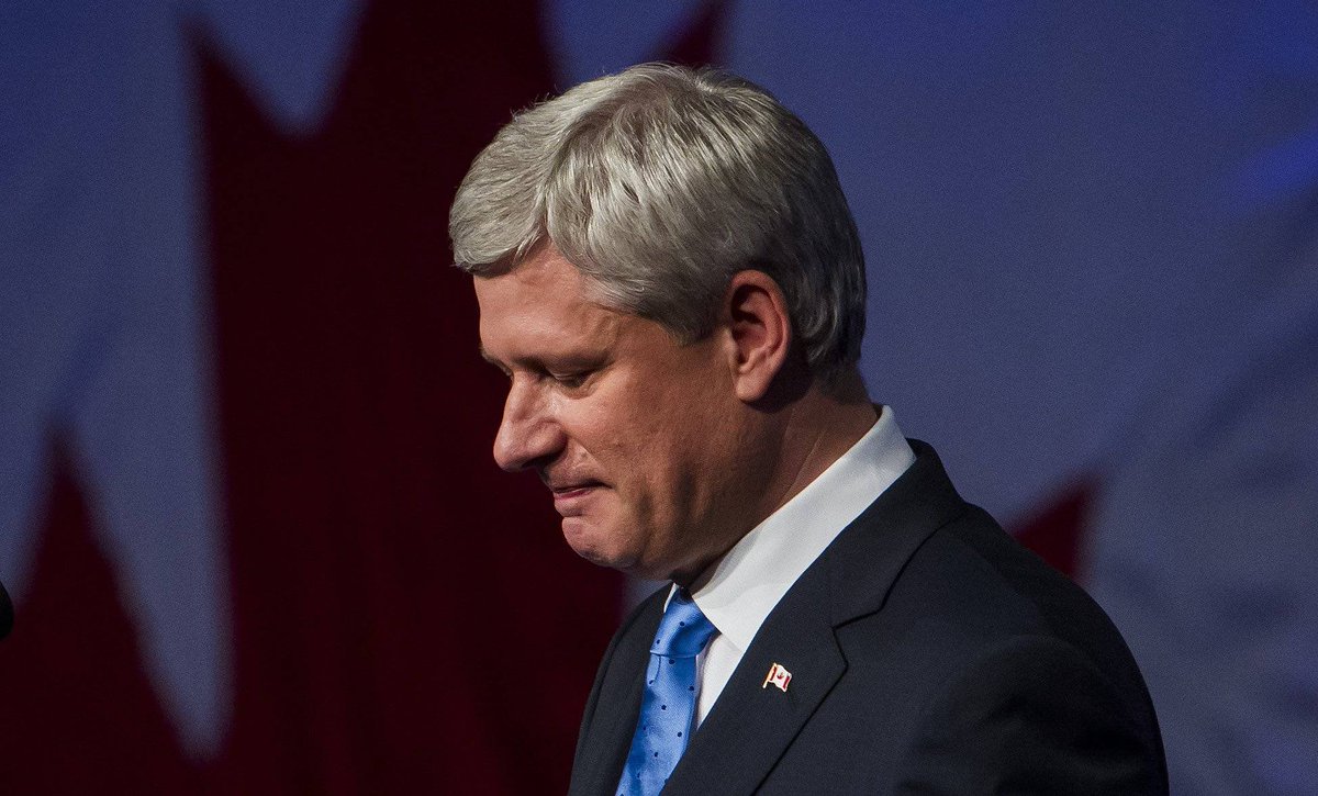 10 years ago as an expat Canadian I flew home from USA to vote this fuckletwat out office all while he tried to ban expats from voting.

It was delicious watching him cry that night! 

#neverconservatives