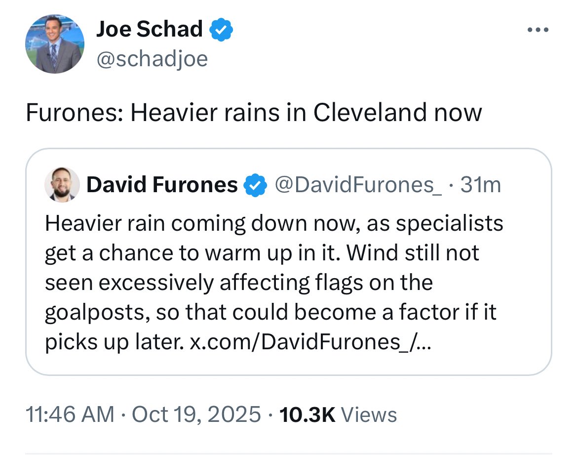 Schad: Per Furones: Heavier rains in Cleveland now