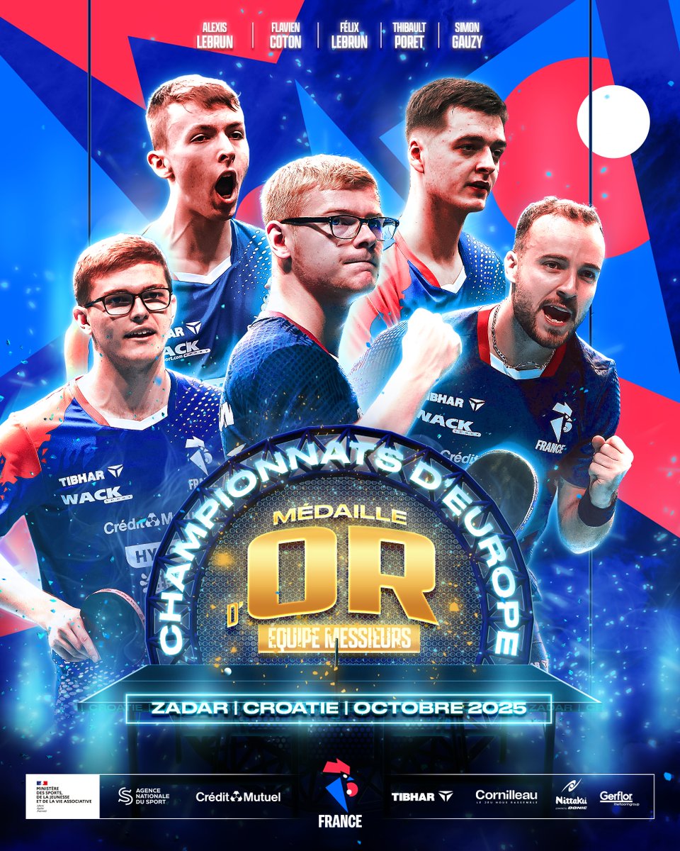 ffttofficiel's tweet image. 🏆 CHAMPIONS D’EUROPE ! 🇫🇷
 
Après un tournoi exceptionnel, nos Bleus s’imposent en finale des championnats d’Europe par équipes et décrochent leur 4ᵉ médaille d’or. Une victoire qui marque la première couronne européenne des Bleus en équipe depuis 27 ans 🤩