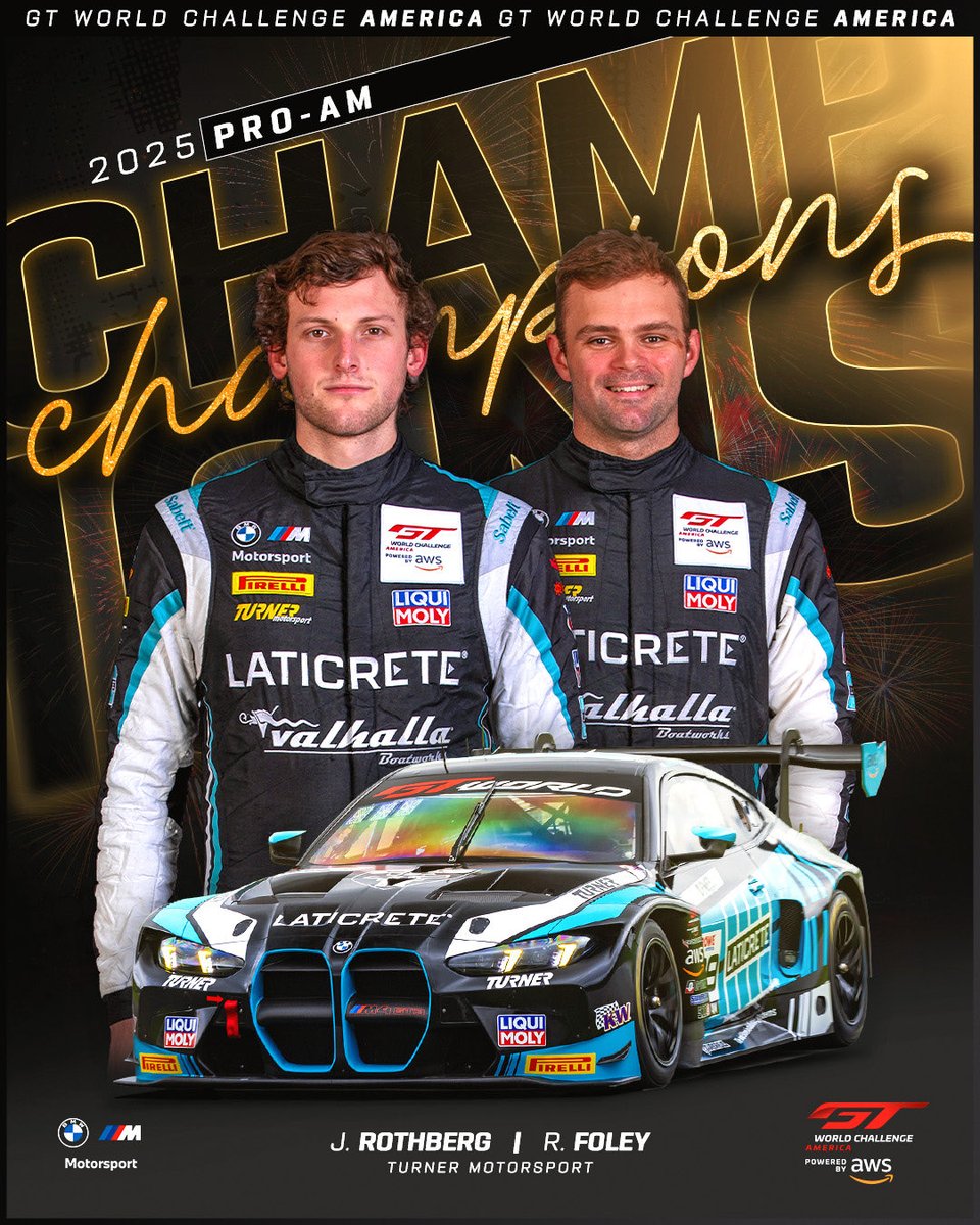 We love a good repeat 😍

Congratulations to <a href="/Turnermotrsport/">Turner Motorsport</a> on locking down the 2025 Pro-Am championship! 

#Indy8H #GTWorld #GTWorldAmerica
