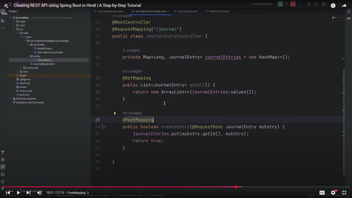 Dhananjay_R_26's tweet image. Day 73 of #CodeWithConsistency #DSA 
👉Learned and created first REST API in Spring Boot
- Completed with Binary Tree from @ApnacollegeX with @ShradhaKhapra_ mam
- Solved questions on leetcode about Binary Tree
#SpringBoot #Java #LearnInPublic #LeetCode #Coding #CodingJourney