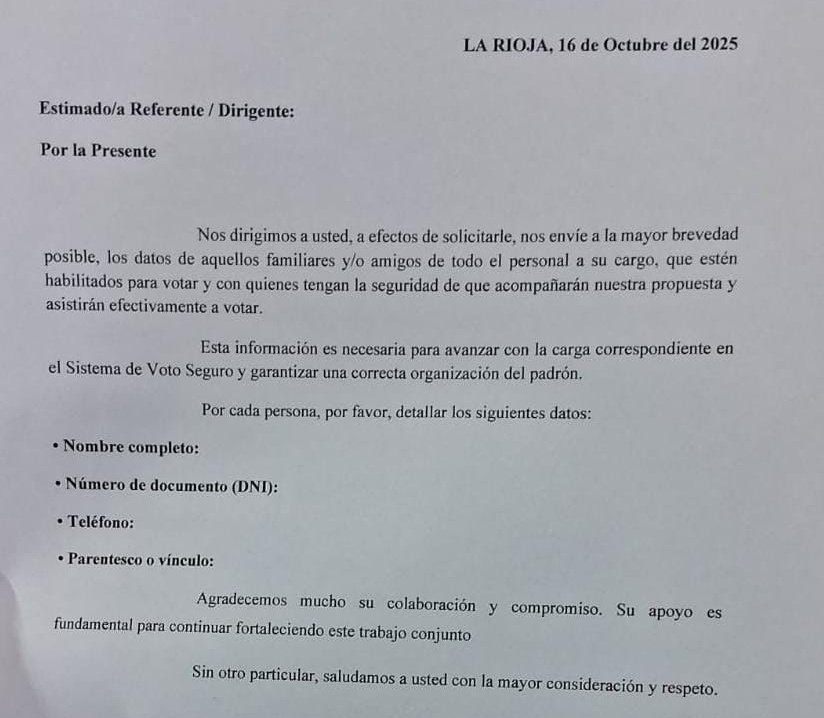GermanLaRioja's tweet photo. El apriete como arma electoral en La Rioja. El mismo partido político que gobierna desde 1983.

Es increíble este tipo de prácticas a más de 40 años del regreso a la democracia. https://t.co/grC1Mzzw9R