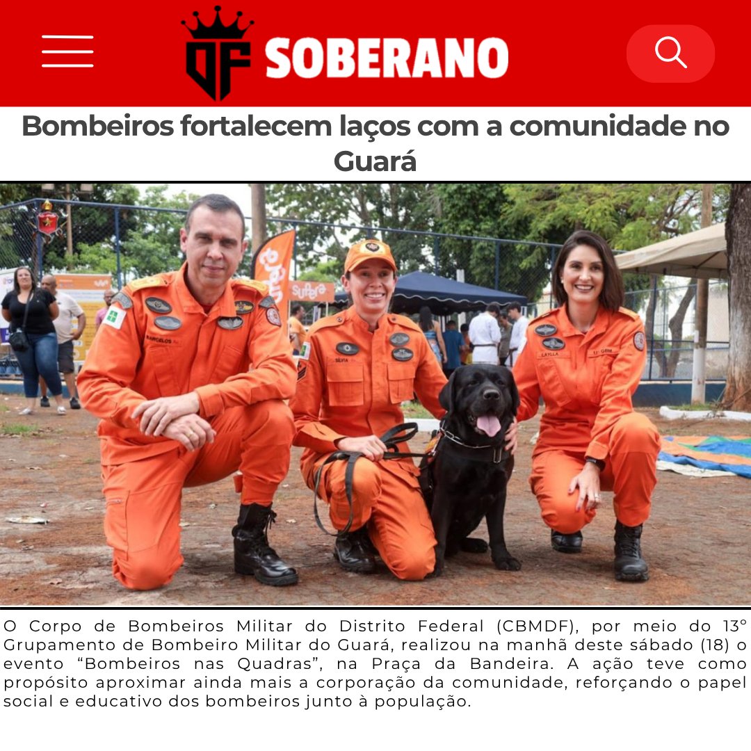 DFSOBERANO's tweet image. O Corpo de Bombeiros do DF promoveu o evento “Bombeiros nas Quadras”, no Guará, com oficinas e atividades para toda a família. 🚒
#CBMDF #Guará #Comunidade #BombeirosNasQuadras #dfsoberano