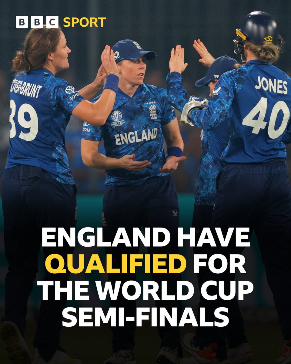 What a win! 👏

England get the job done in Indore with two group games to spare against tournament hosts India. 

It's a tense four-run win! 

#BBCCricket #INDvENG