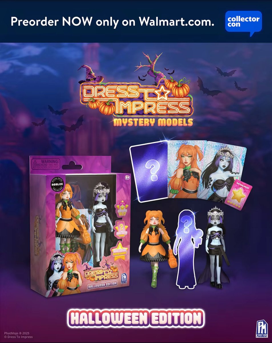 Dress To Impress shares via TikTok that preorders for the Halloween Mystery Models are now available at Walmart. Dress To Impress shares via TikTok that preorders for the Halloween Mystery Models are now available at Walmart.