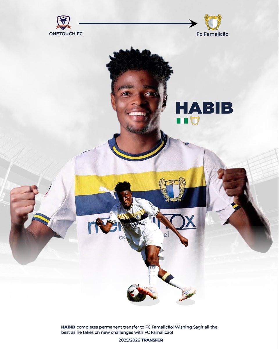 _OneTouch_FC's tweet photo. Another Big win for One Touch FC as Habib completes permanent transfer to FC Famalicão!

Wishing Habib all the best as he takes on new challenges at his new home. https://t.co/43jwHABxU1