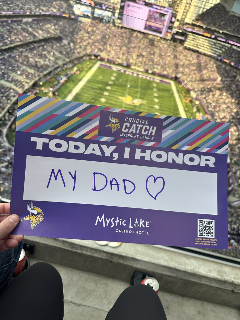 AllyJ11's tweet photo. First Vikings game, happy to honor my dad ❤️ #skolstrong https://t.co/cdJEX9x0L3
