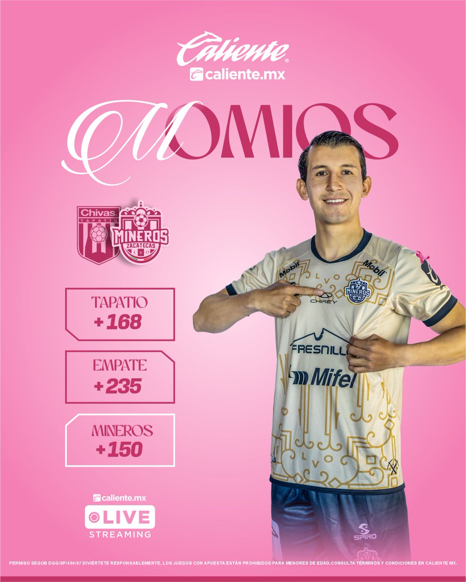 🇱🇻 𝓔𝓵 𝓮𝓺𝓾𝓲𝓹𝓸 𝓭𝓮 𝓩𝓪𝓬𝓪𝓽𝓮𝓬𝓪𝓼 va con todo y queremos que vivas la emoción en cada jugada. 
 
🔥Métele a Mineros en <a href="/calientesports/">Caliente Sports</a>, juega y disfruta el partido en vivo GRATIS por Caliente.mx

📲 bit.ly/3SUcXN4
 
#MásAcciónMásDiversión