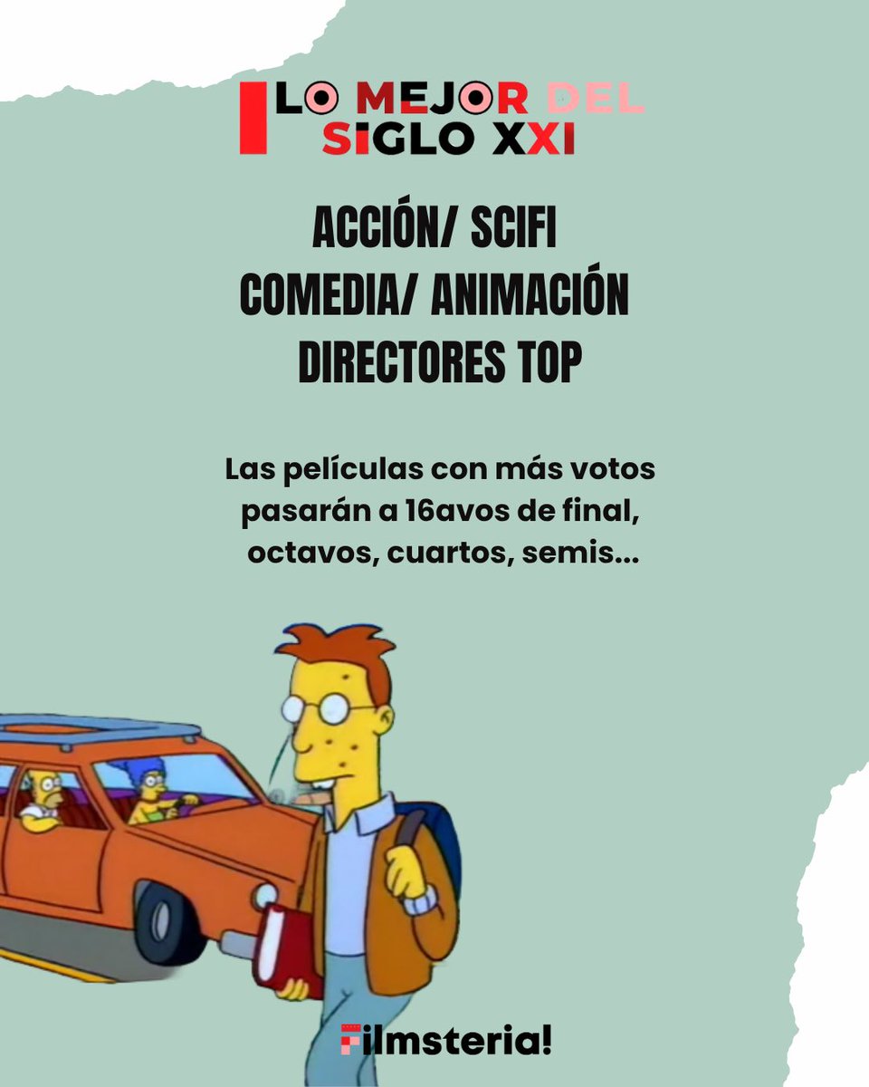 Durante 100 días, eliminatorias directas. Arrancamos con géneros: #AcciónSciFi, #ComediaCine, #CineDeAnimación y #TopDirectores.

Las películas las elegimos con base a un top 100 que hicimos @alecasagui @el_salon_rojo <a href="/josuecorro/">JC</a> .

Ahora, el poder es tuyo.