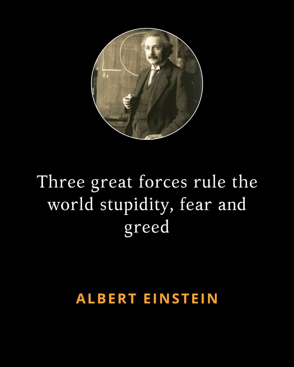 EdmondHWollmann's tweet image. “Three great forces rule the world: stupidity, fear, and greed.” – Albert #Einstein