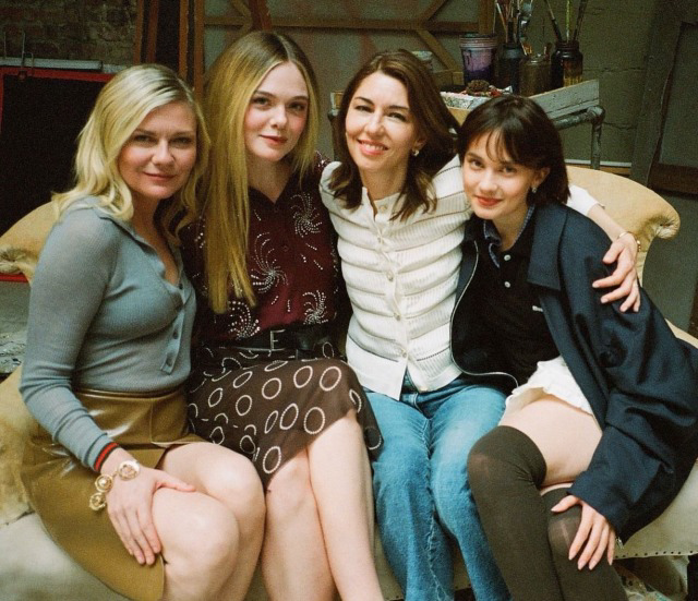 TheCinesthetic's tweet photo. Sofia Coppola and her muses: Kirsten Dunst (The Virgin Suicides, Marie Antoinette, The Beguiled), Elle Fanning (Somewhere, The Beguiled) and Cailee Spaeny (Priscilla) reunited for Vanity Fair, photographed by Norman Jean Roy. https://t.co/x7tsXzOUv2
