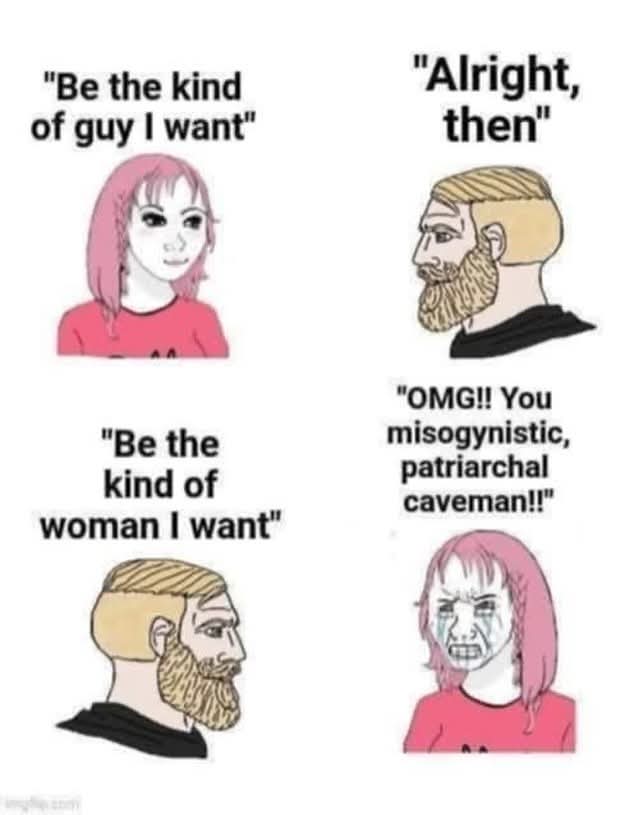 WomenBeingAwful's tweet image. Just can&apos;t win