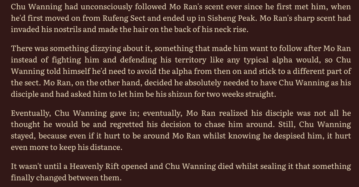 snippet of the fic i'm tryingggg to write for hopefully day 23 of 2ha kinktober ✌️

it's roleswap and alpha/alpha and forced bitching and, more importantly, ranwan 😌