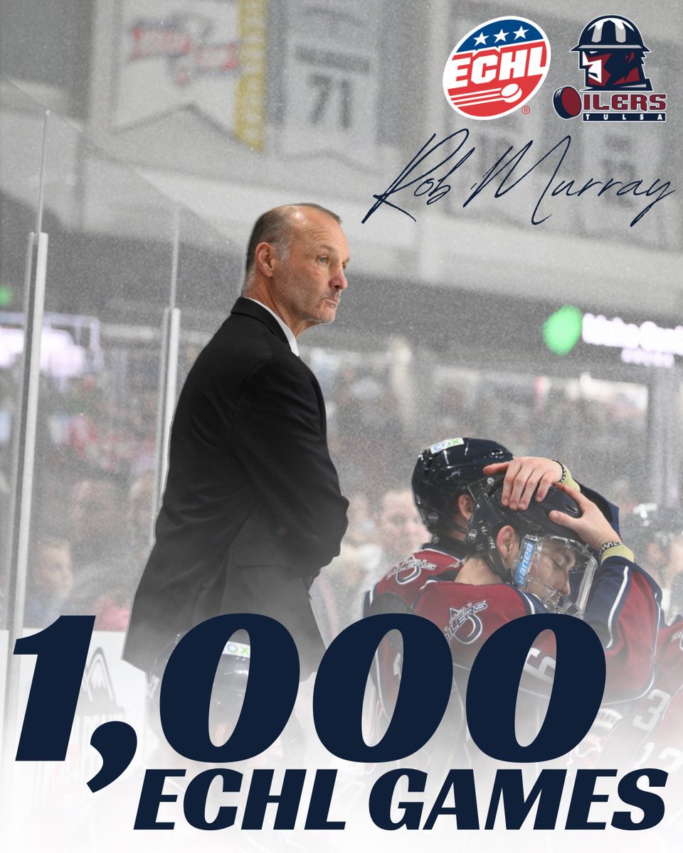 Head Coach Rob Murray became only the fourth bench boss to coach 1000 ECHL Regular Season Games in the league’s 38-year history this afternoon! With the achievement he joins John Marks as the only ECHL head coaches to spend 1000 games behind the bench AND win a Kelly Cup.