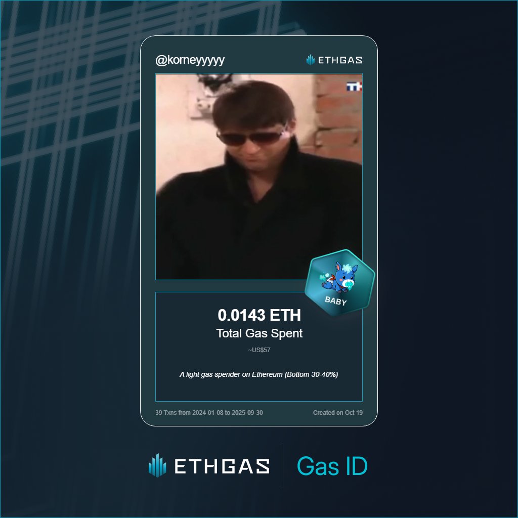 korneyyyyy's tweet photo. Leveled up in the Great Gas Reckoning with ETHGas! 💪

Baby Jack status: 0.0143 ETH gas spent, 4 Beans earned—supporting the Gasless Future!

Claim your Gas ID at https://t.co/AcVmYclK61 https://t.co/xto7nupxjY