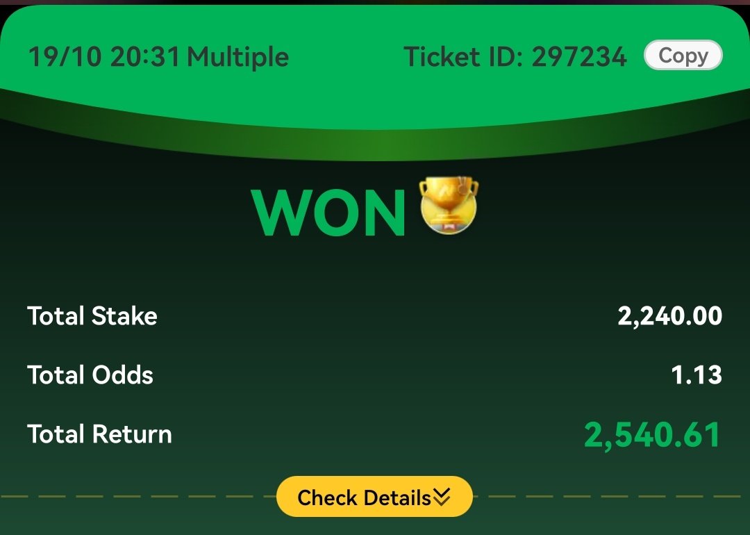 T1H4U7Glife. (@jaykeblaaq) on Twitter photo 1.13 odds 🔥
We keep rolling........ 1.13 odds 🔥
We keep rolling........
