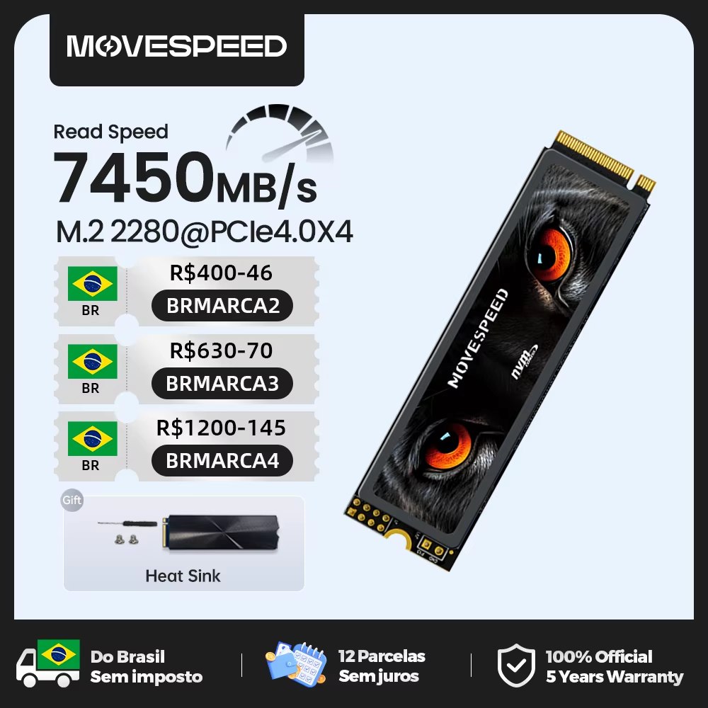 SuperOferta_Br's tweet image. 💽 Movespeed SSD NVMe M.2 2280 – 1TB/2TB/4TB, velocidade de 7450 MB/s, PCIe 4.0x4, ideal para PS5, laptops e PCs.
💰 R$470,17 
🛒 Compre agora: s.click.aliexpress.com/e/_c45rrymL

#SSD #NVMe #Movespeed #PS5 #PCGamer #AliExpressBrasil #PromoçãoTech