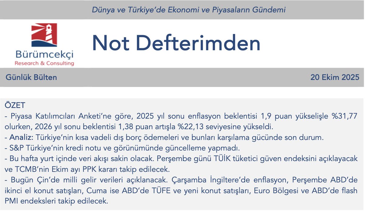 Bugünkü bültenimden ana başlıklar, daha fazla bilgi için; haluk@burumcekci.com burumcekci.com