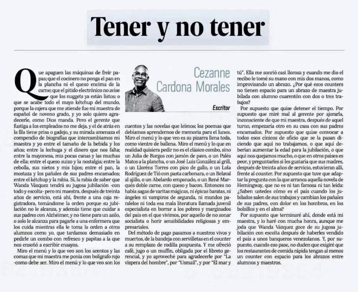 ComisionadoPIP's tweet image. Pocos como este extraordinario escritor puertorriqueño para describir la decadencia de la colonia en que vivimos.