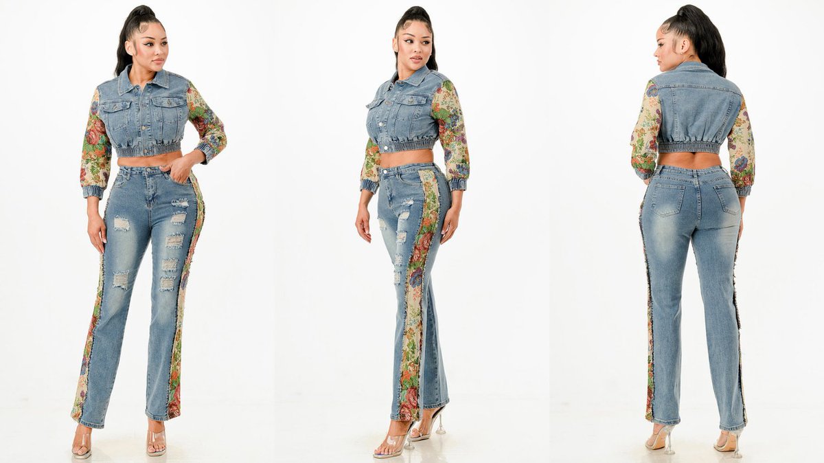 DivvaStyle's tweet image. Tapestry meets denim! 🤩 Our Floral Tapestry Denim Set is the head-turning outfit you need. Featuring a cropped jacket and high-rise straight leg jeans. Get the look! 👇

divvastyle.net/products/flora…

#TapestryDenim #DenimSet
