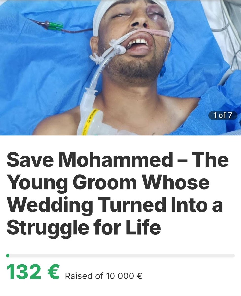 Only €132 have been raised for <a href="/mhammed27622928/">mhammed . from gaza 🤕</a> 

Link: chuffed.org/project/154048…

Help him out &amp; follow his account.