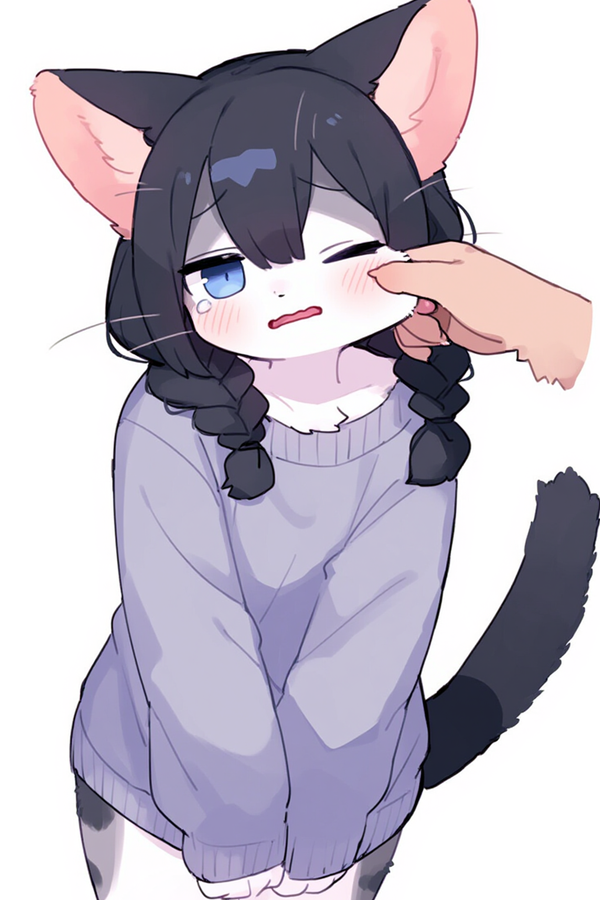 kemono_aiart's tweet image. ほっぺを弄ばれるサバトラちゃん🐱💧
