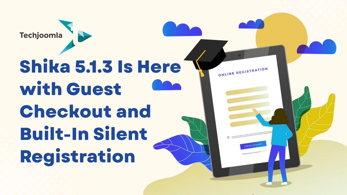 techjoomla's tweet image. Get 25% discount on Shika buff.ly/zCgyt0d now with the new #Guest #Checkout and built-in Silent #Registration feature introduced in Shika 5.1.3