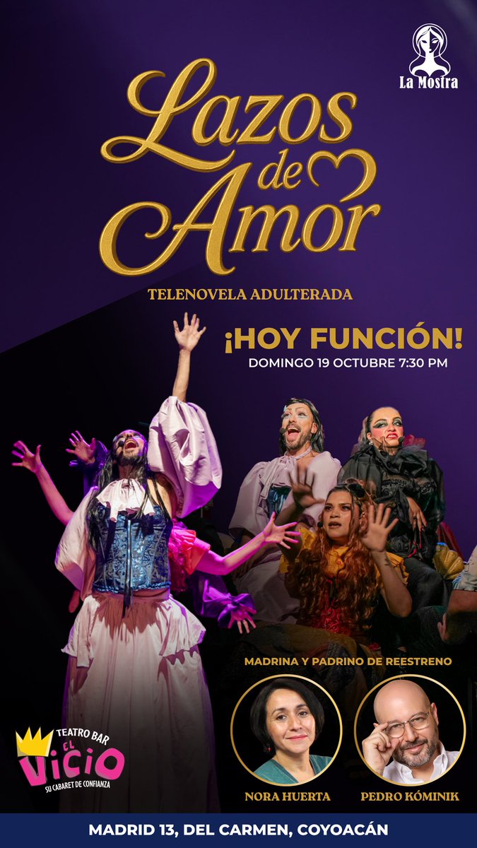 CarteleraCDMX's tweet image. 🎟️ ¡PASES DOBLES! 🎟️ 

Te invitamos a que disfrutes hoy del cabaret en el Teatro Bar El Vicio.

Escribe tu nombre en los comentarios y participa por un pase doble para “Lazos de Amor”. ¡Mucha suerte!