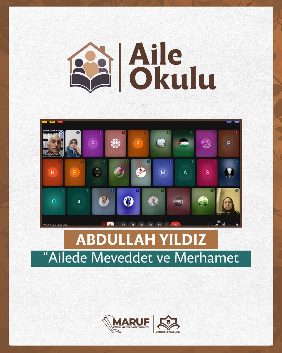 Aile Okulu programında bu hafta!

Abdullah Yıldız ile “Ailede Meveddet ve Merhamet” konulu dersimizi gerçekleştirdik.