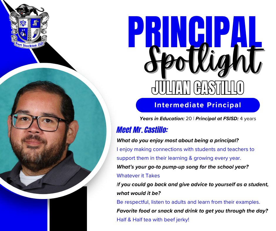 😁Principals Month Spotlight😁
Meet Mr. Castillo!