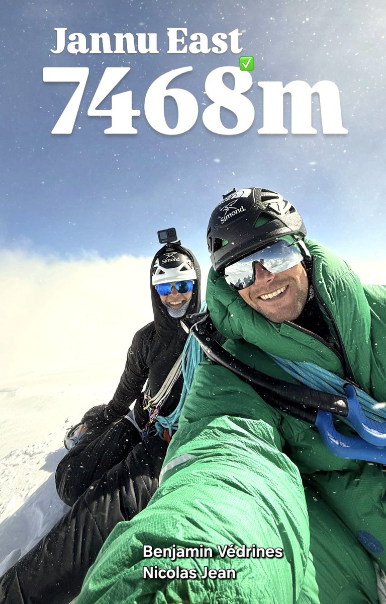 CarlosGarranzo's tweet photo. LO CONSIGUIERON!!!!
🍾🥂
El JANNU ESTE, 7468m ha sido ascendido a través de la cara Norte a la Arista Este!
Enhorabuena a Benjamin Védrines, Nico Jean y todo su equipo de apoyo.

« Le sommet des pieux », 2300m, ED-

👉https://t.co/TSwz7frbG9 https://t.co/J9CYXAonN1