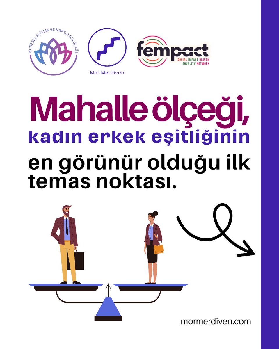 FilizBalta14's tweet photo. @kureselesitlik Mahalle ölçeği, kadın erkek eşitliğinin en görünür olduğu ilk temas noktasıdır.

Türkiye genelinde ise 50 bini aşkın muhtar, mahalle ve köylerde halkın sorunlarına çözüm bulmak için çalışıyor.
Ancak 2024 Yerel Seçimleri ile kadın muhtar sayısı artsa da, oran hâlâ toplamın yalnızca %3.

Oysa eşit ve kapsayıcı mahalleler için, karar alma mekanizmalarında söz sahibi olan kadınlara da ihtiyaç var.

Unutmayalım: Eşitlik yerelden başlar.

19 Ekim Muhtarlar Günü kutlu olsun!
Kadın muhtarların görünürlüğünün arttığı, mahallelerin eşitlikle güçlendiği bir yerel yönetim yapısı mümkün 💜

#mormerdiven #fempact #YereldenEşitlik #MuhtarlarGünü #KapsayıcıMahalleler  #EşitTemsil #1KapıdaSenAç #KüreselEşitlikveKapsayıcılıkAğı