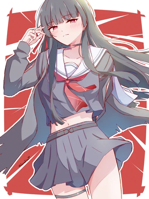 鳴潮に黒髪ロング+セーラーのシンプル美少女が来るぞ #WutheringWaves #Wuwafanart #千咲ちゃん #千咲