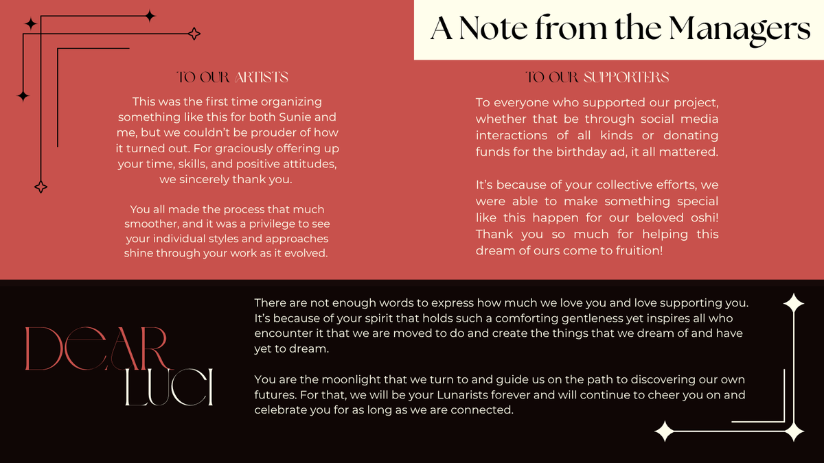 With the help of the community and very talented Lunarist artists, Project Lunar organized a birthday ad for Luci's birthday! 

🔴 Ad Livestream: share.earthcam.net/tJ90CoLmq7TzrY…

It plays for a short period of time during the 47th minute of every hour❤️

#HappyLuciDay25 #LucienLunaris