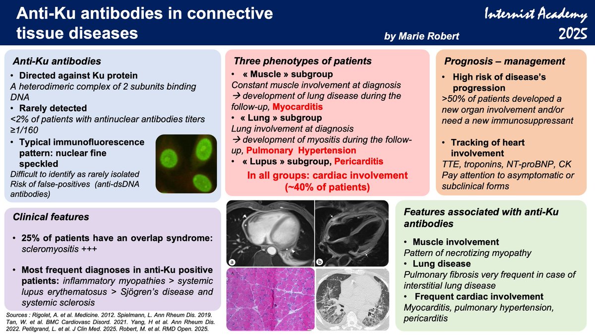 TerrierBen's tweet image. Anti-Ku antibodies in connective tissue diseases - By Marie Robert (fellow in Internal Medicine, Paris, France) #Ku #InternistAcademy 2025