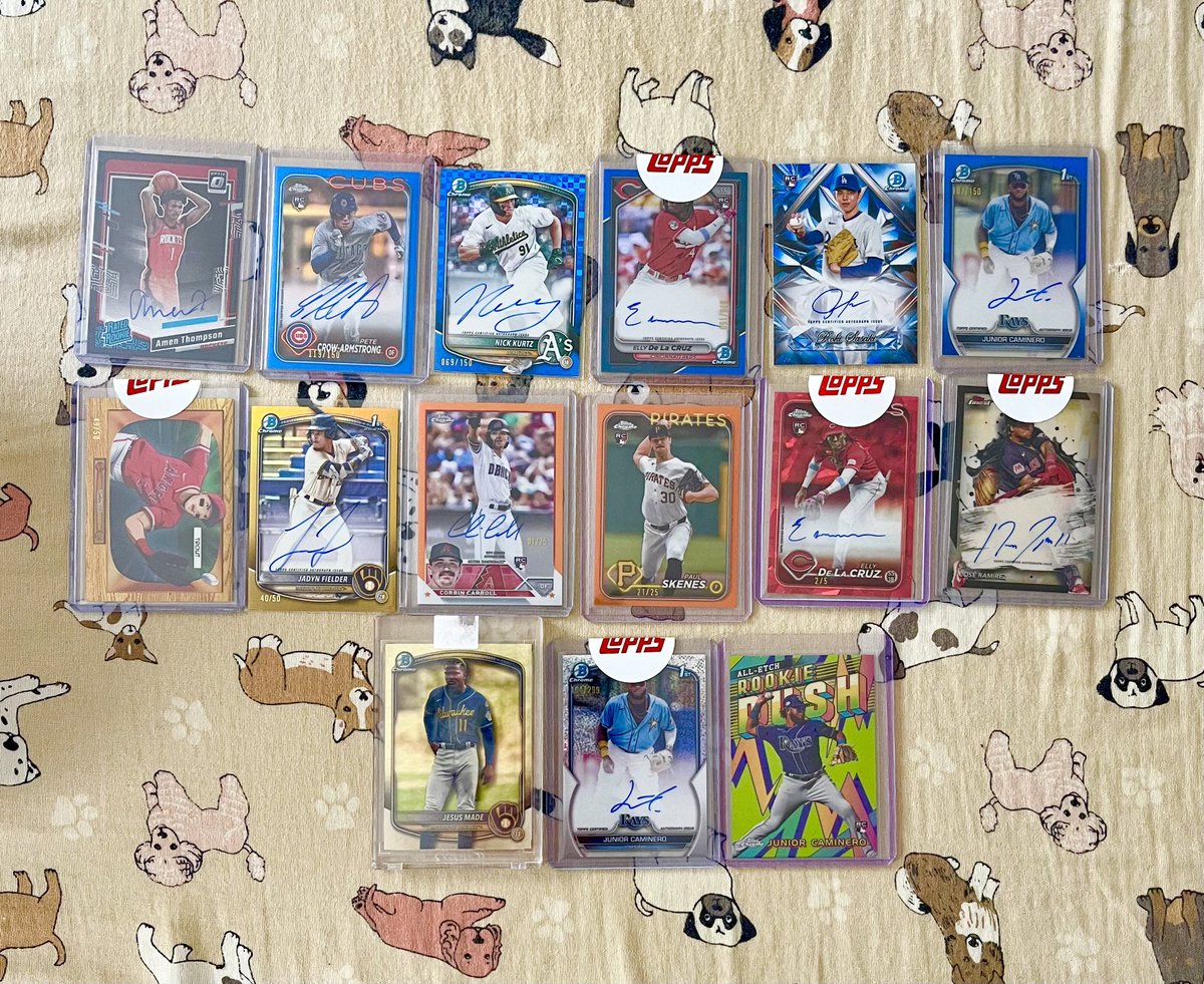 asalovey96's tweet image. All for sale! Comment for pricing or for more pictures/ videos. Add $5 for shipping. Prices are net! Feel free to make offers + stay tuned for upcoming giveaway 

RETWEETS APPRECIATED ♥️

I snuck in some Ohtani and Caminero for you guys