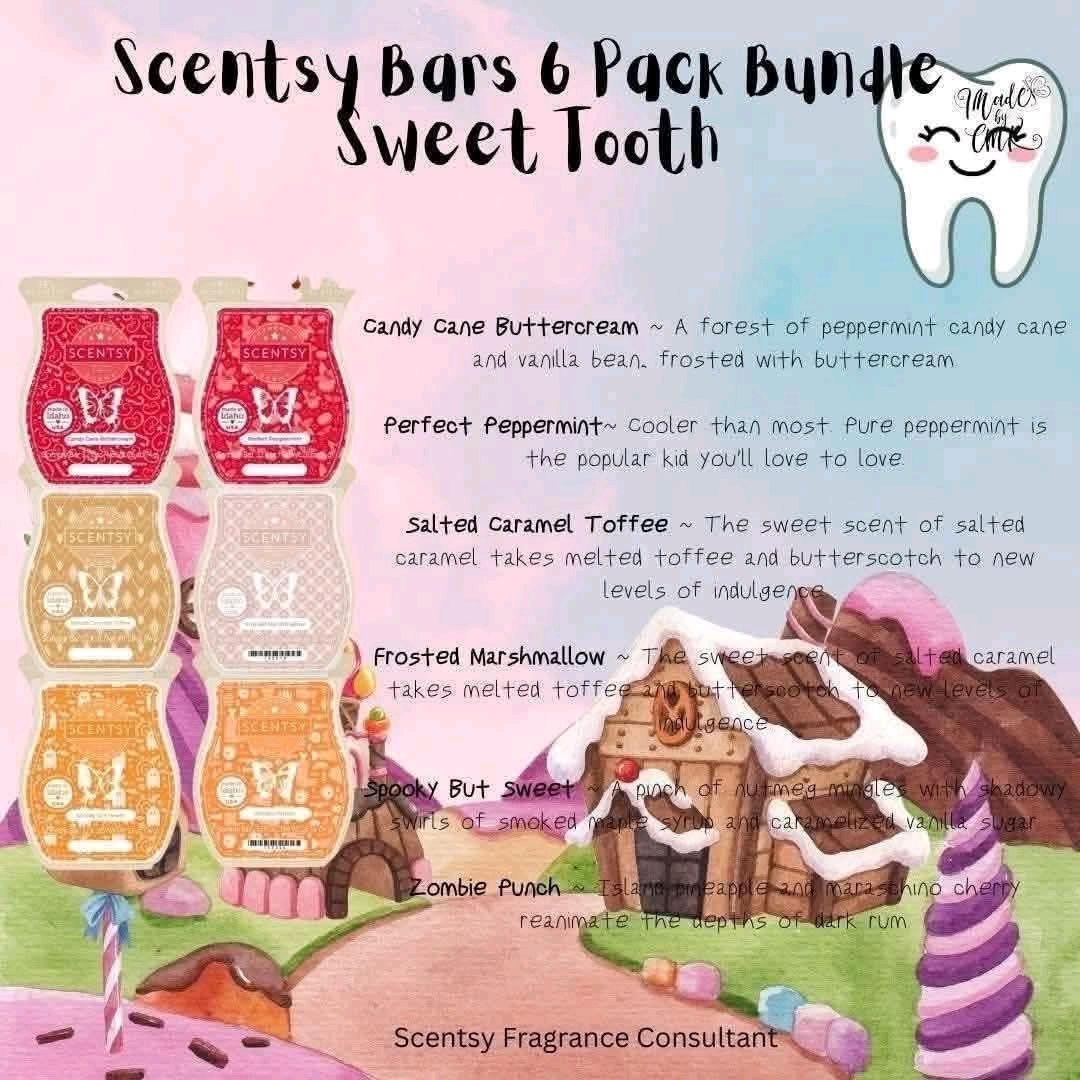 🍬 Dive into a sugar rush with our Sweet Tooth 6-Pack Bundle! Includes scents like Candy Cane Buttercream 🍭 (peppermint + vanilla). Cozy up your space with these delectable aromas. What's your favorite candy-inspired scent? ❤️kbarts.scentsy.us/shop/c/4410/wa… #SweetScents #HomeAroma