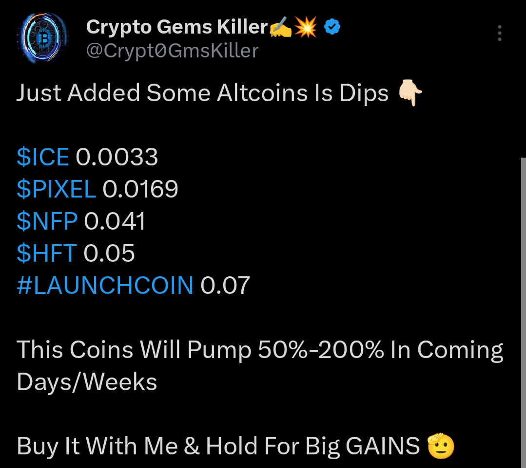 No One In The #Crypto Space Does It  Just Like How Killer Is Doing For You 😉

• Gave #BTC Plan With 105k Target When It Was At 114k 🧲

• Give #Ethereum Plan &amp; Bought It Between In 3.3k-3.8k 🔥

• Gave You Dips Entries In Few Coins That's All Going Up Now 👏🏻

Plz Like, Follow