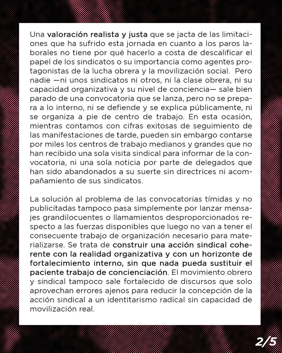 📄 Resolución del Buró Político del PCTE valorando la jornada de lucha por Palestina del 15 de octubre. 

«Las manifestaciones convocadas el 15-O han tenido un nivel de seguimiento muy significativo. No obstante, los resultados en cuanto a los paros laborales (…)