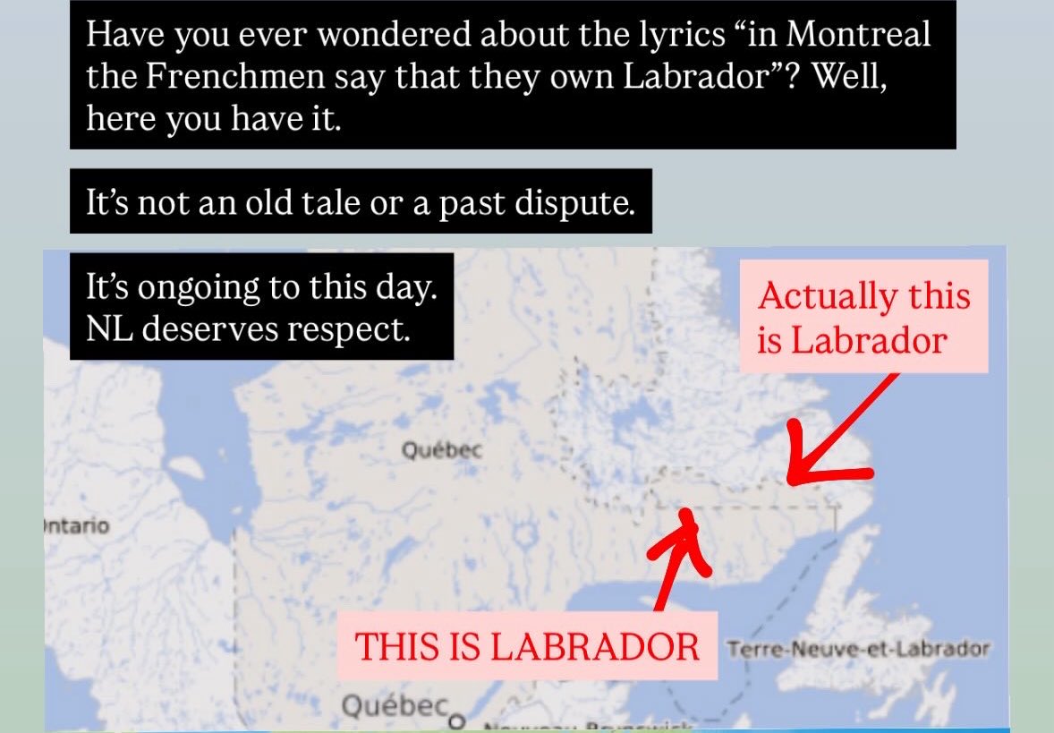 It’s difficult to feel optimistic about interprovincial affairs progressing when our neighbors still take claim to a piece of our province.

How does any province negotiate in good faith with one publishing incorrect borders on purpose and claims land that is not theirs #cdnpoli