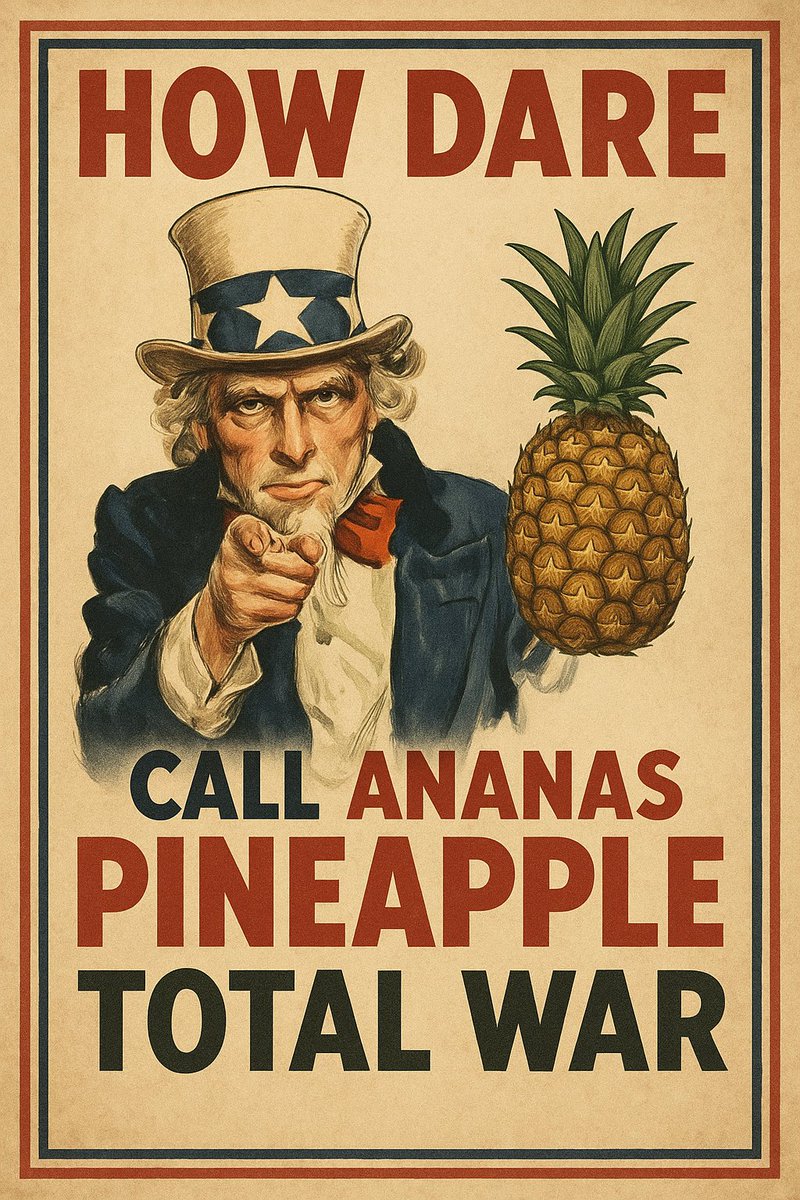 NorthstatGroup's tweet image. Humanity fights over #territory, #natural #resources, #oil, #religion, #politics and even "#gender" nowadays.. and other pitiful reasons.. but if anything THIS is the Holy crusade worth fighting for !!!
It's ANANAS ! 🍍 
Prove me wrong. It might be a pine, but it's not an apple.