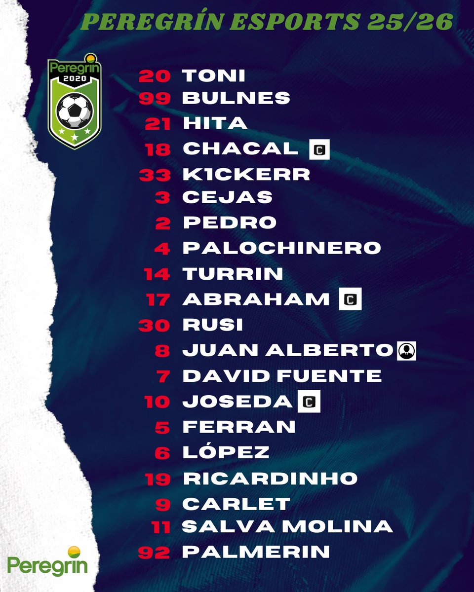 🚨𝐂𝐎𝐌𝐔𝐍𝐈𝐂𝐀𝐃𝐎 𝐎𝐅𝐈𝐂𝐈𝐀𝐋

¡Plantilla oficial para esta temporada!

Un camino, una ilusión. ✨

#VamosPeregrín💚💜
