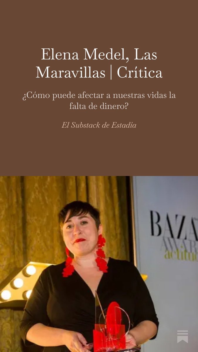 ¿Cómo puede afectar el dinero al rumbo que toman nuestras vidas?

Aquí mi texto sobre «Las Maravillas», de Elena Medel, en la que se aborda el inmenso poder que tiene el dinero para cambiar el rumbo de nuestras vidas.

open.substack.com/pub/estadialec…